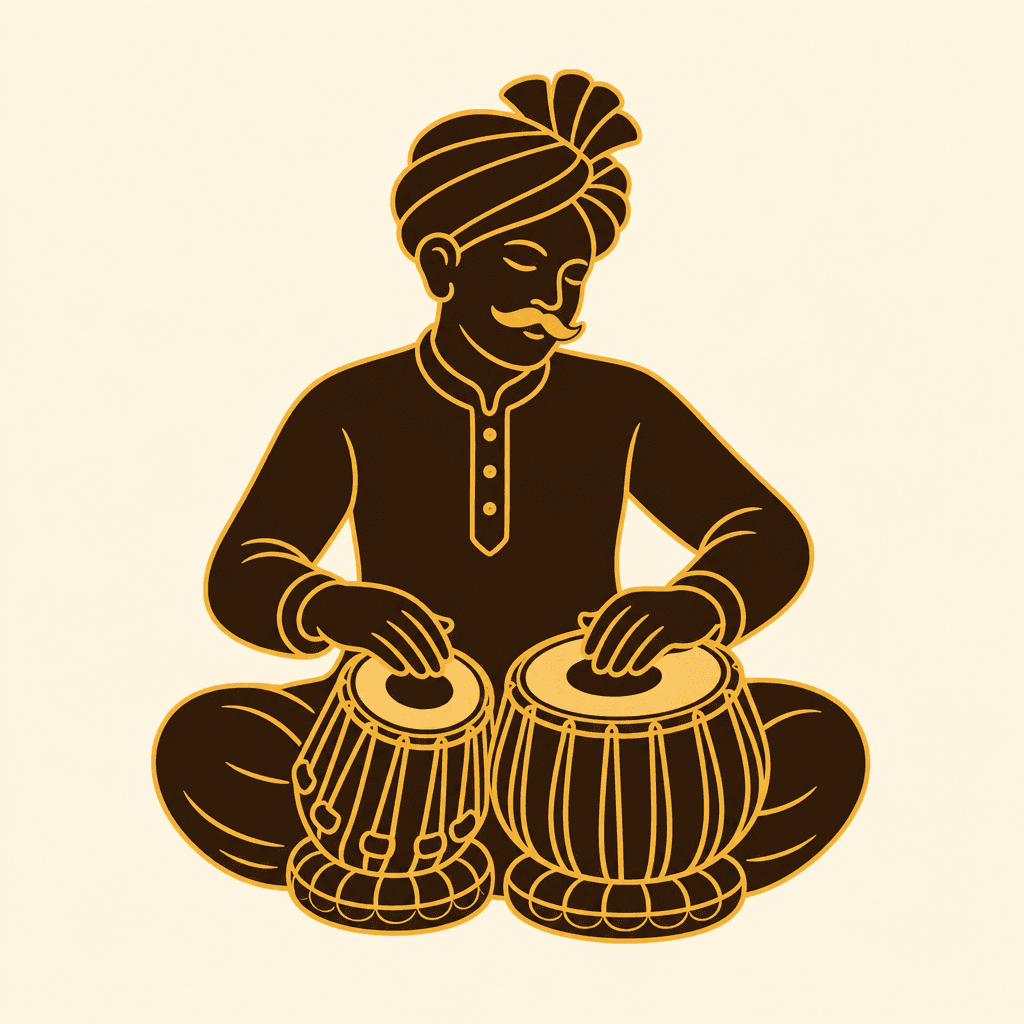 Tabla musician silhouette