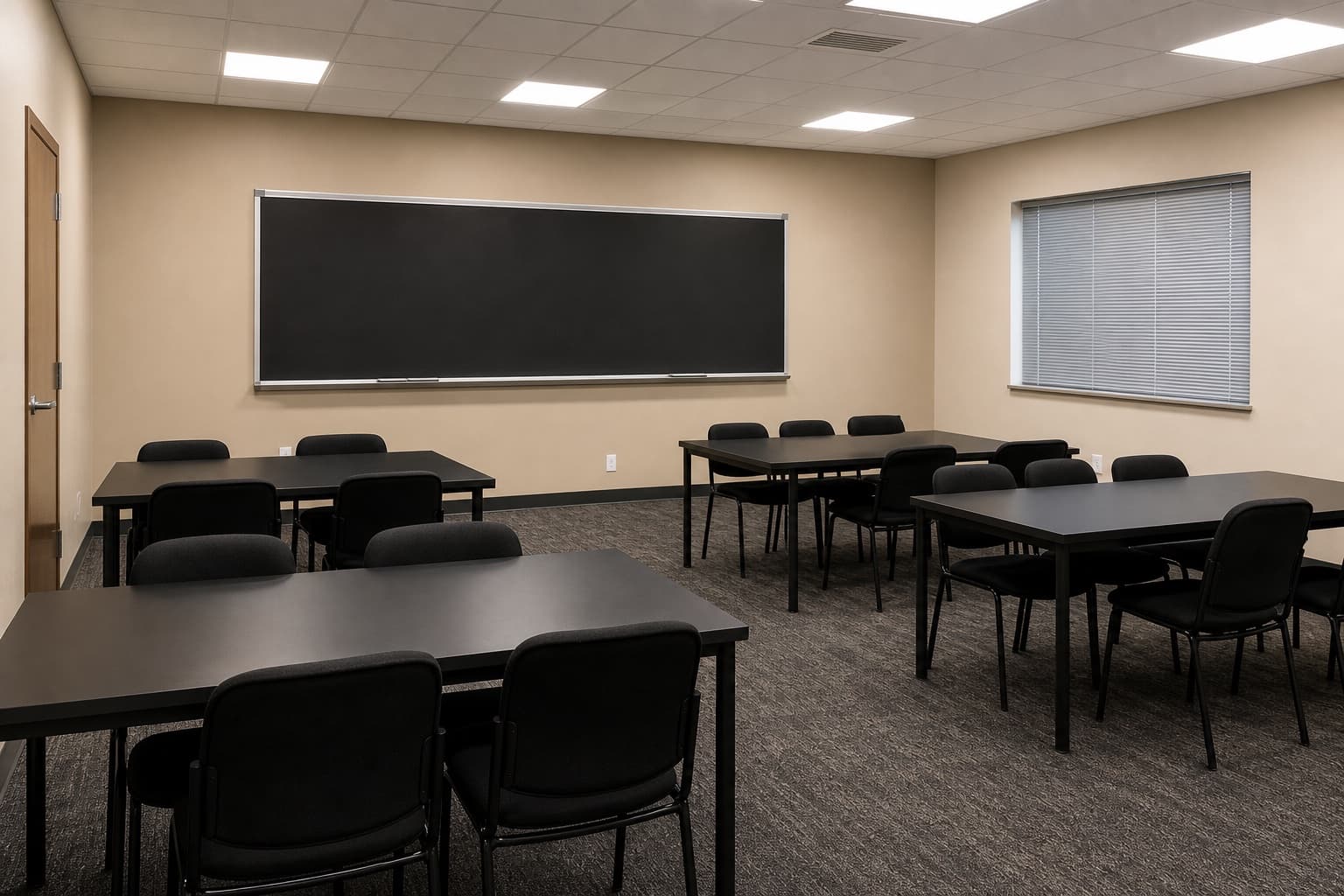 Krishna medium rental room with carpet flooring and teaching wall